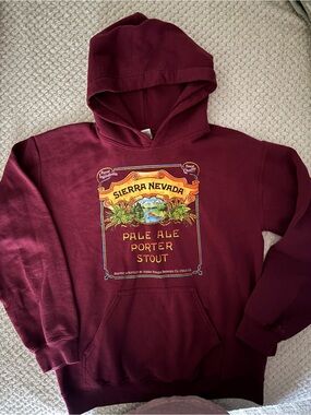 Sierra Nevada Men's Maroon Hooded Sweatshirt - Brewery Logo